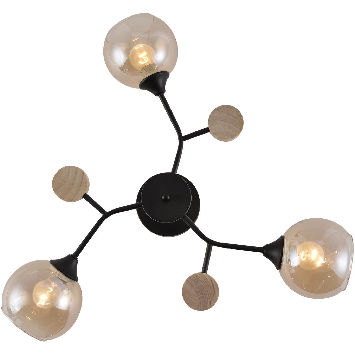 Люстра на штанге Reluce 01501-0.3-03 BK+WOOD