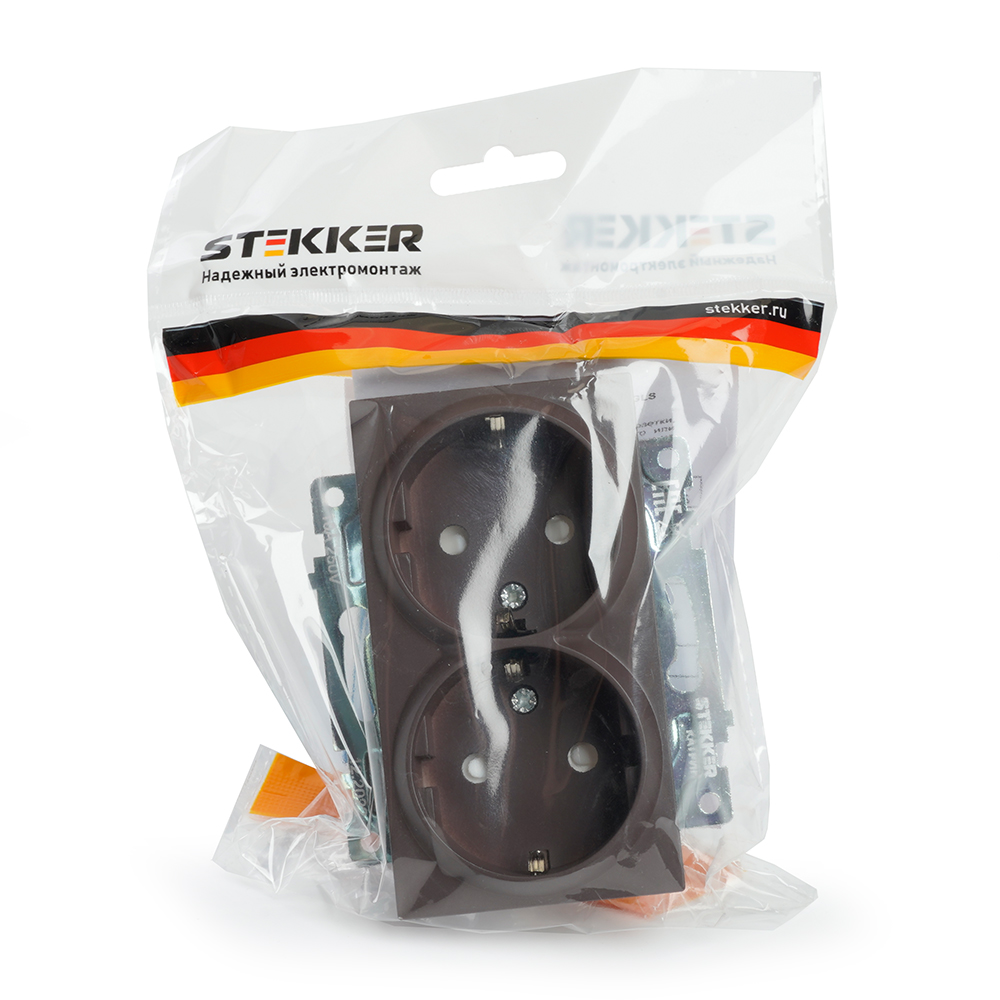 Розетка 2-местная с защитной шторкой Stekker Катрин GLS16-7114-04 49030