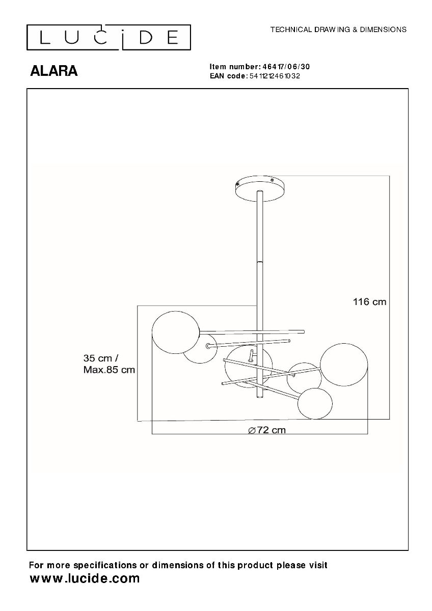 Люстра на штанге Lucide Alara 46417/06/30