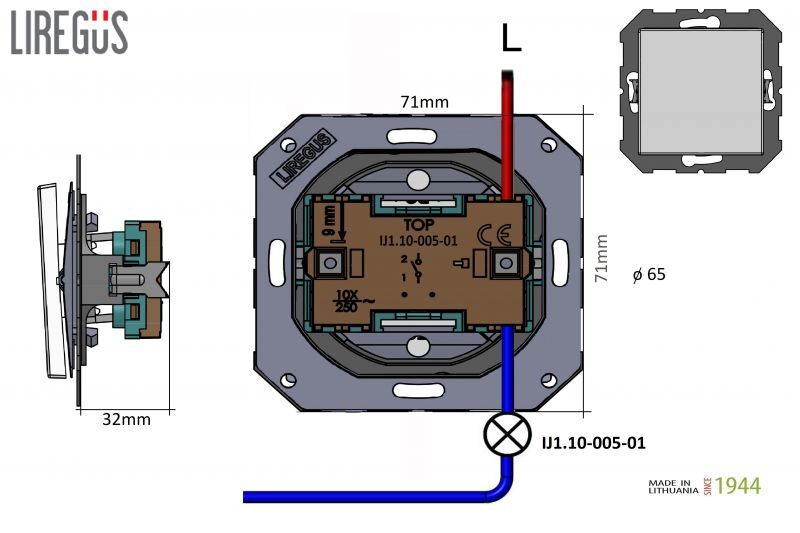 Выключатель одноклавишный Liregus Epsilon 28-1721