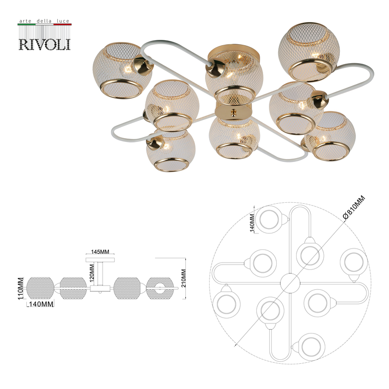 Люстра на штанге Rivoli Mortifera 3130-308 Б0054887