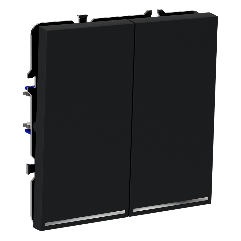 Выключатель двухклавишный с подсветкой Voltum S70 VLS020207 (графит)