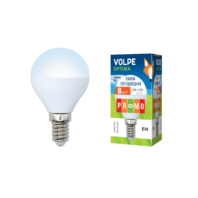 Лампа светодиодная (UL-00001775) Volpe E14 8W 6500K матовая LED-G45-8W/DW/E14/FR/O