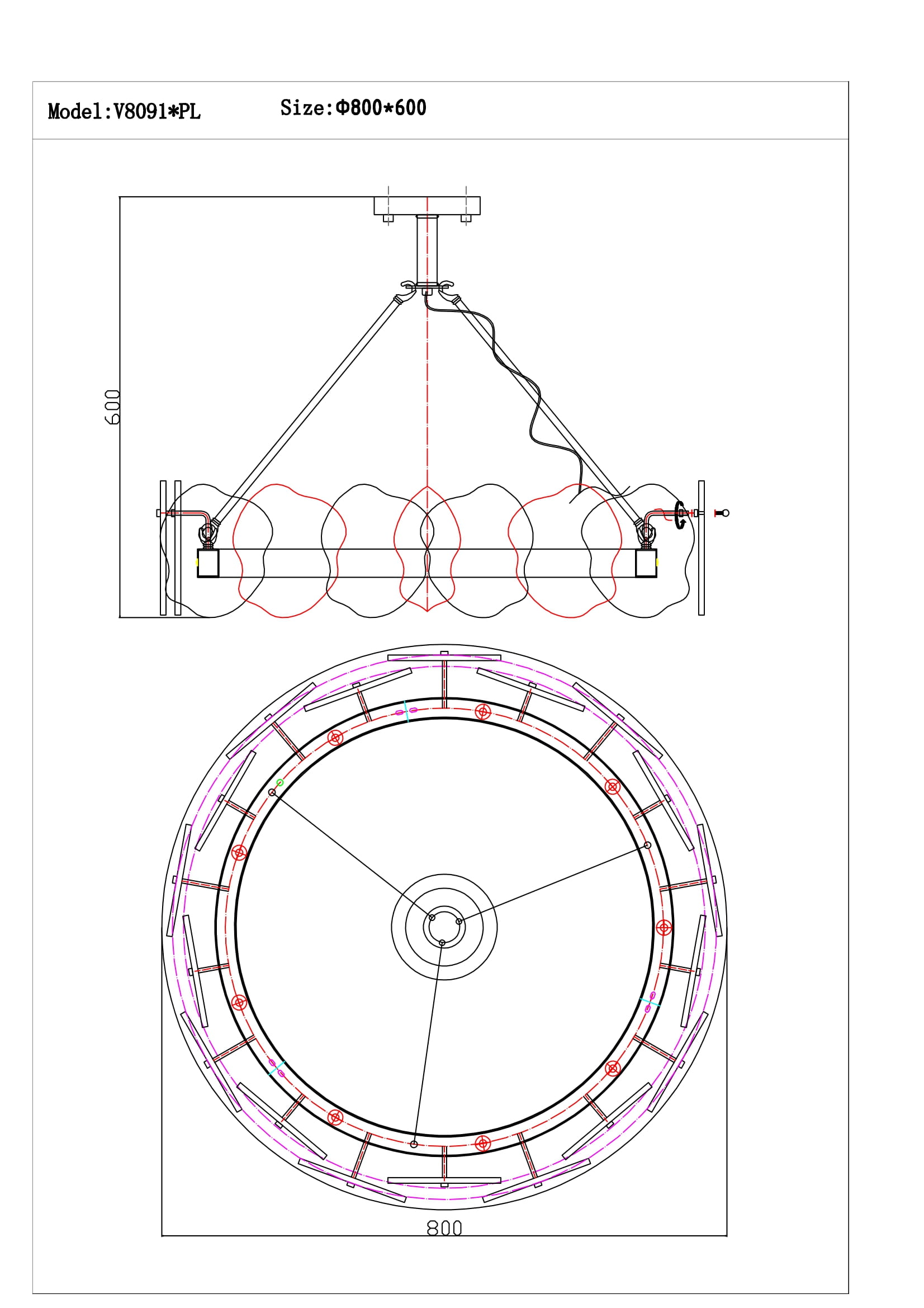 Подвесная люстра Moderli Square V8091-PL