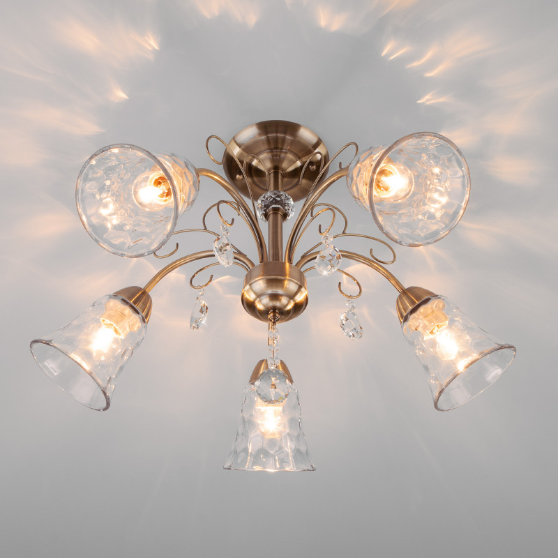 Люстра на штанге Eurosvet 30157/5 античная бронза