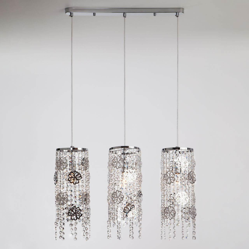 Подвесной светильник хрустальный Eurosvet Flower 10083/3 хром/прозрачный хрусталь Strotskis