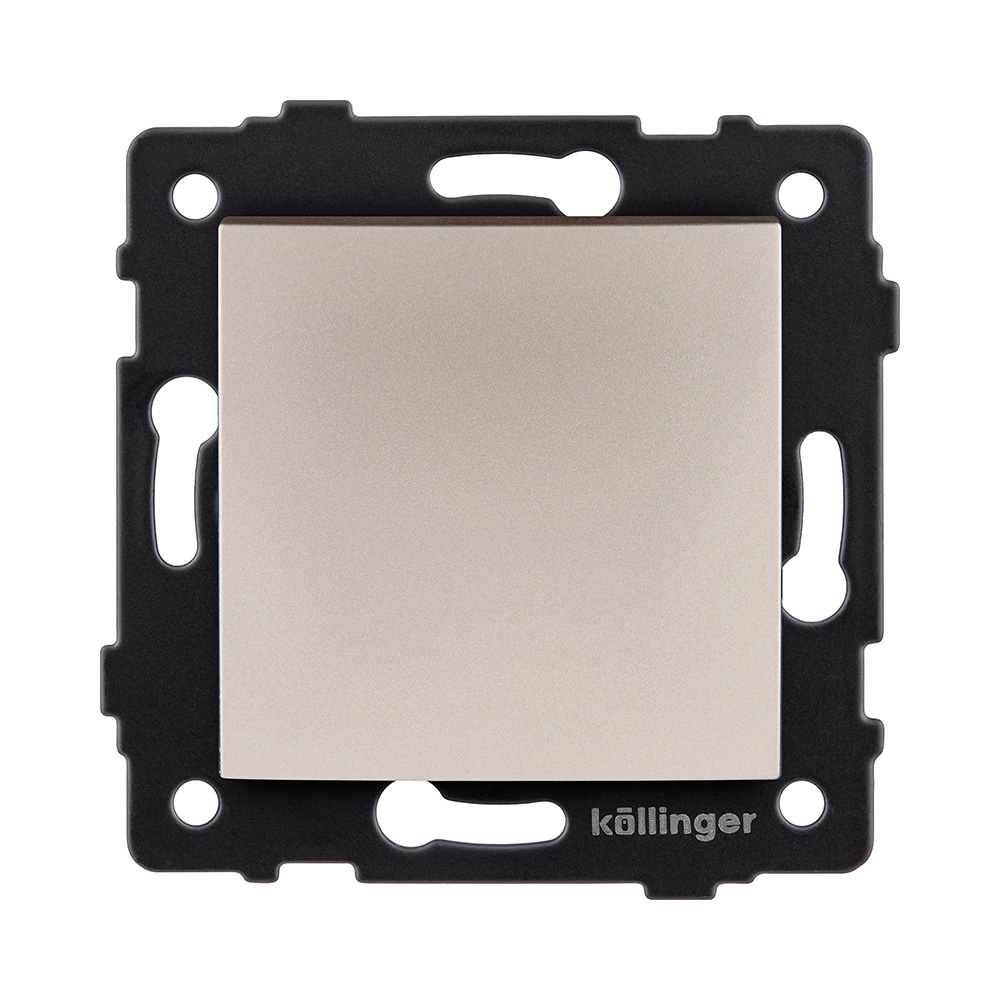 Выключатель 1-клавишный проходной 10А/250В, изогнутый, золотой Kollinger REA-R-003GD для Aspekt, Eleganz, Reflex