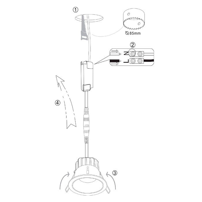 Встраиваемый светильник Maytoni Yin DL031-L12W4K-D-B