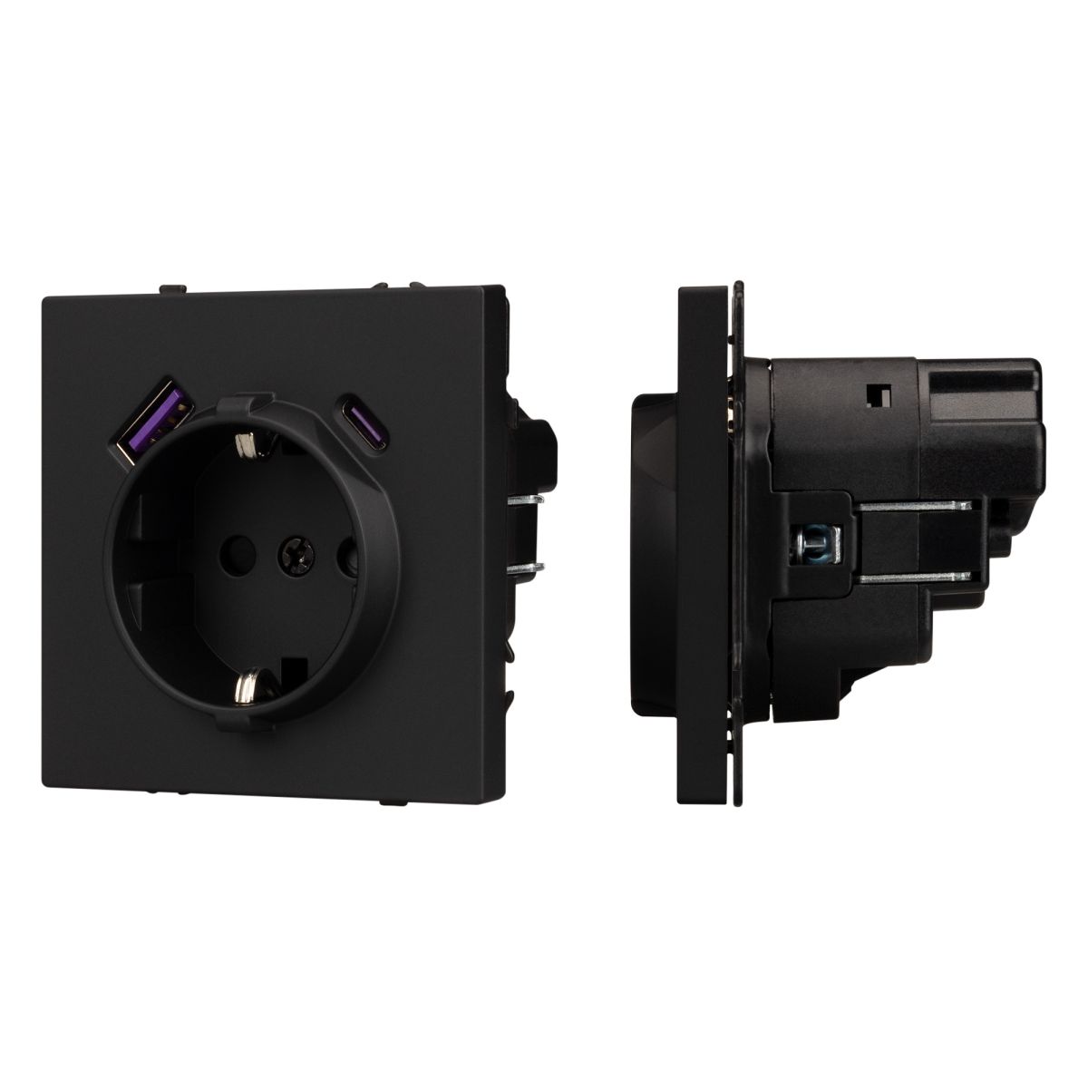 Механизм розетки с USB зарядкой Arlight SCT-NOBE-MUAC-SFPL-BK (230V, 16A) 054285