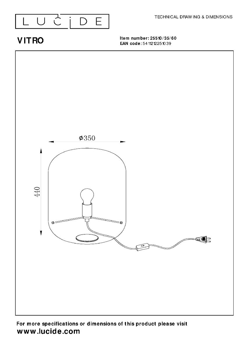 Настольная лампа Lucide Vitro 25510/35/60