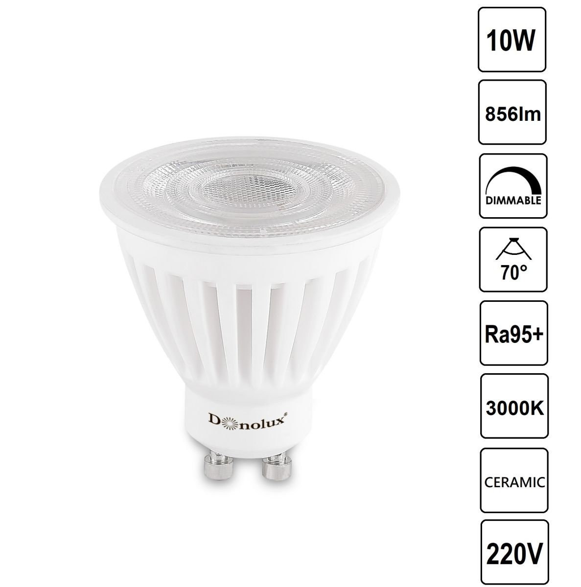 Светодиодная лампа Donolux GU10 10W 3000K DL18275W10GU10 70Dim