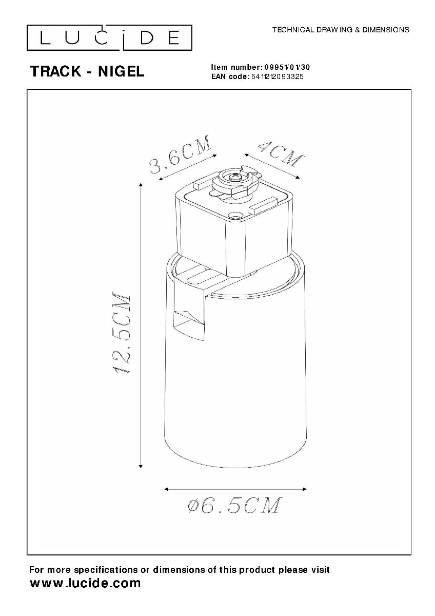 Трековый светильник Lucide Track - nigel 09951/01/30