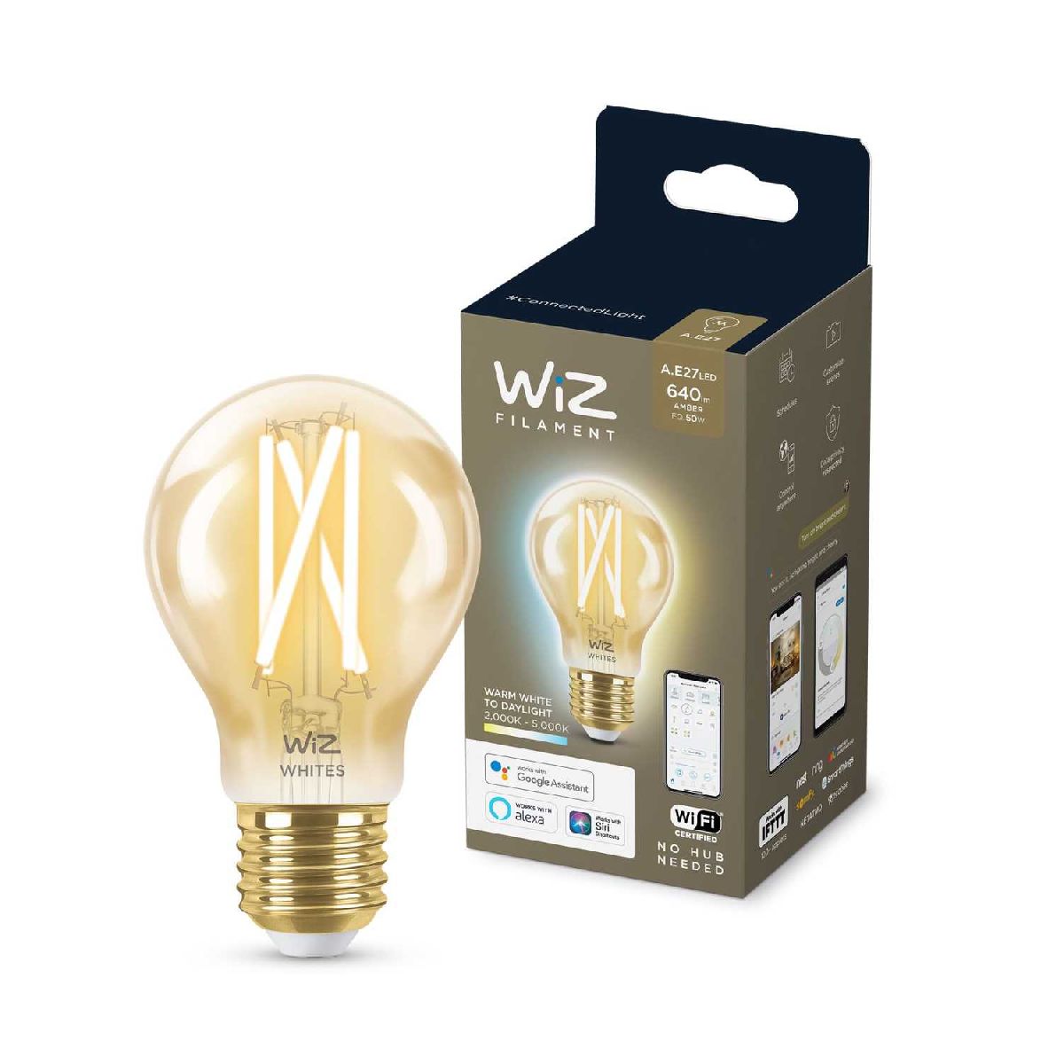 Умная светодиодная лампа Wiz Wi-Fi BLE50WA60E27920-50Amb1PF/6 E27 7W 2700/6500K 929003017401