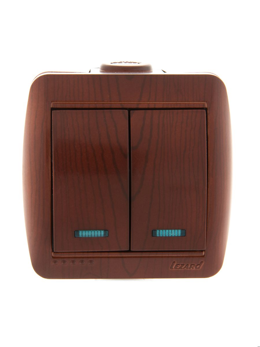 Выключатель двойной с подсветкой Lezard Nata 710-0600-112