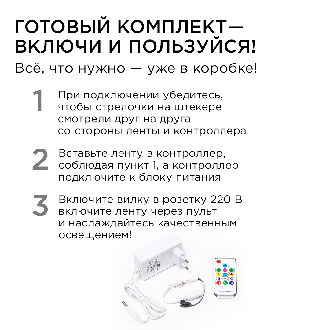 Комплект адресной светодиодной ленты Apeyron 24В 14,4Вт/м smd5050 60д/м IP65 5м RGB (адаптер питания, контроллер) 10-96