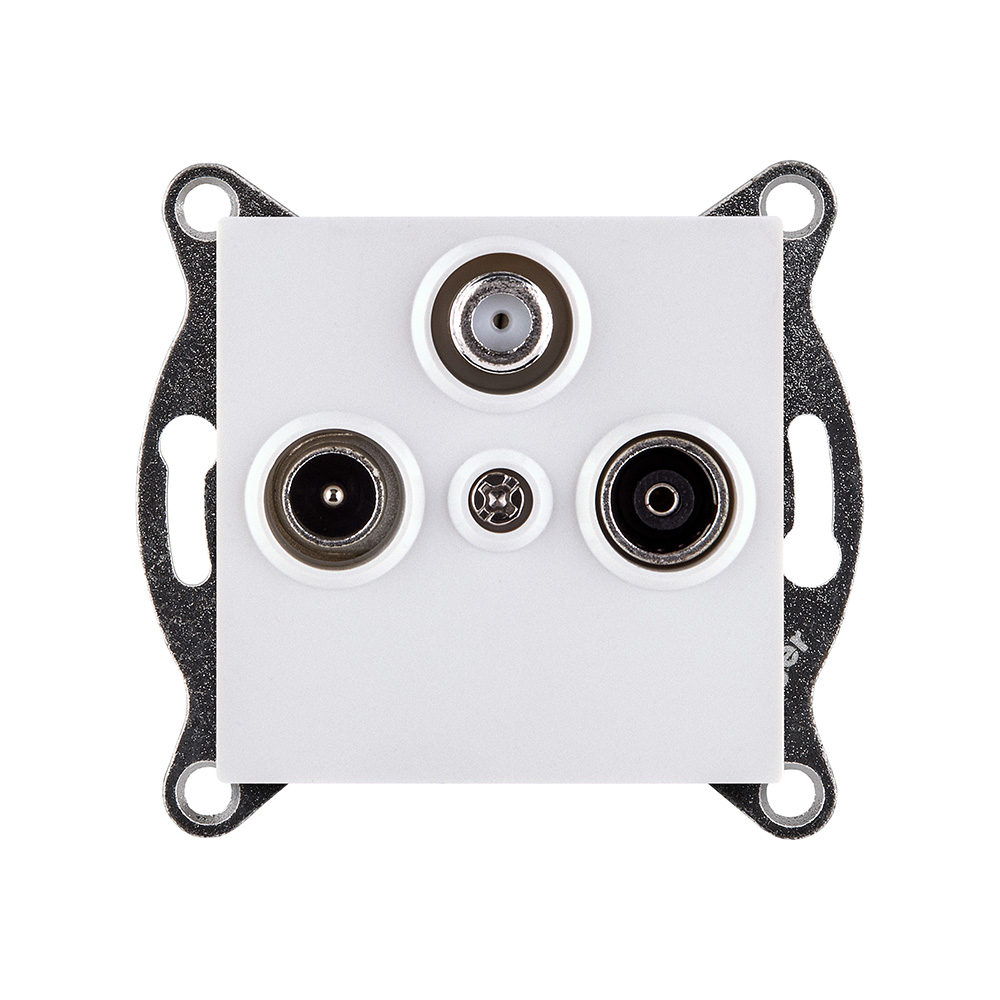 Розетка тройная TV (мама) + TV (папа) + спутниковая SAT, белый Kollinger REA-036WH для Aspekt, Eleganz, Reflex