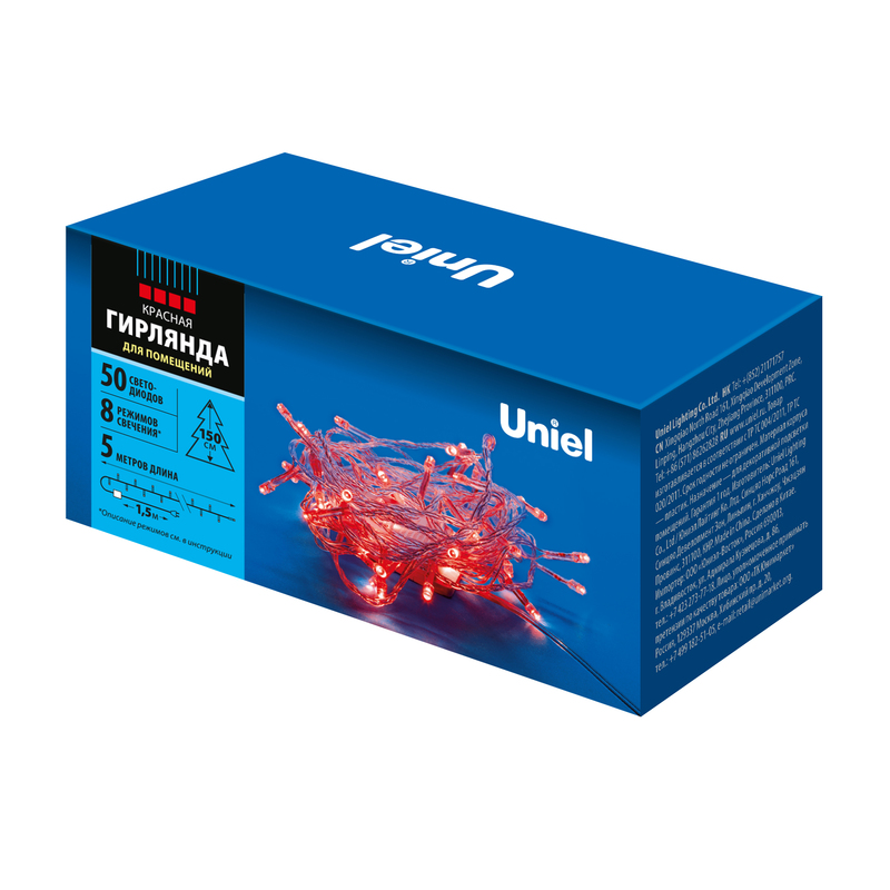 Гирлянда Uniel ULD-S0500-050/DTA RED IP20