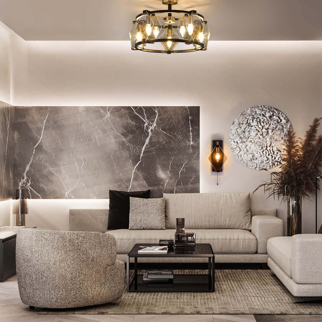 Потолочная люстра Eurosvet Aragon 60126/5 черный Smart (60116/5)