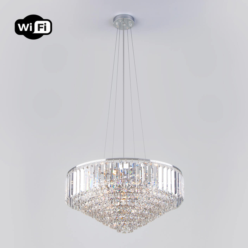 Подвесная люстра Eurosvet Torreta 10121/9 хром/прозрачный хрусталь Strotskis Smart (10105/9)