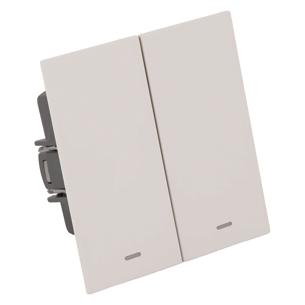 Выключатель 2-клавишный c индикатором (механизм) Stekker Мия 250В 10А RSW10-3102-10 пудровый жемчуг 50476