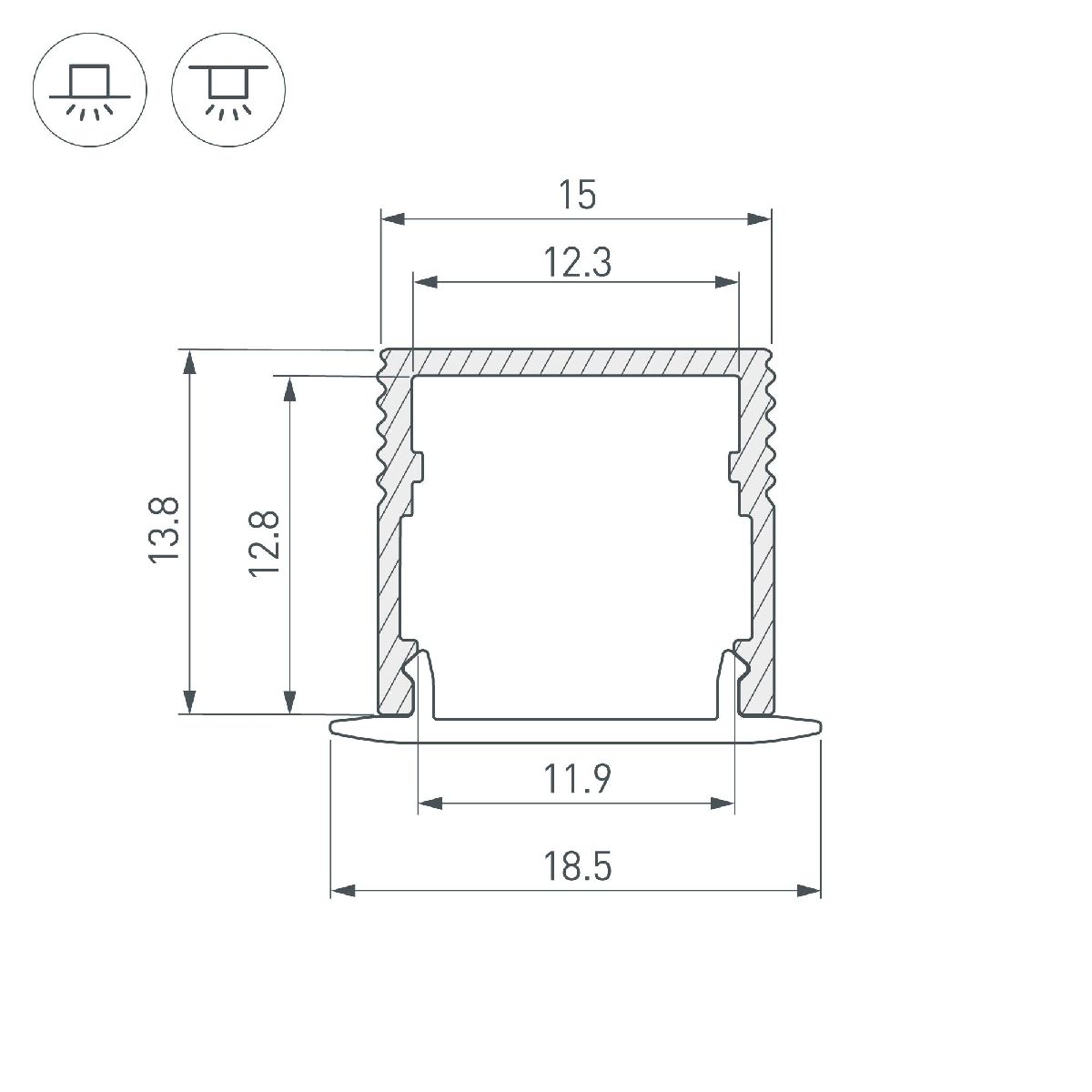 Алюминиевый профиль Arlight SL-MINI-15-2000 BLACK 049020