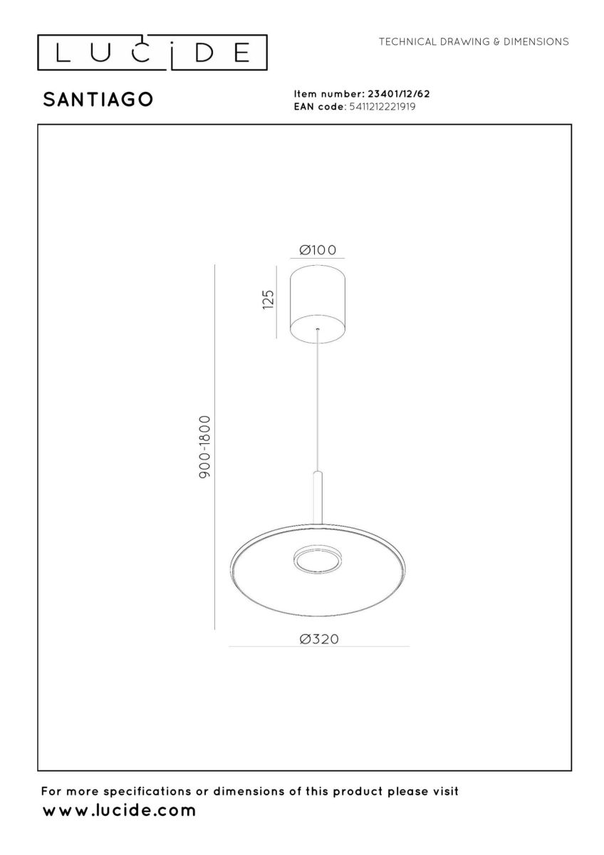 Подвесной светильник Lucide Santiago 23401/12/62