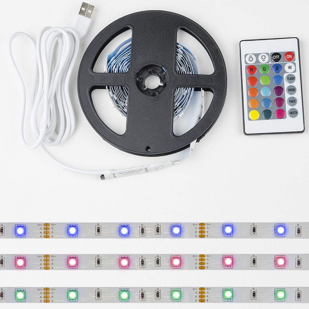 Светодиодная лента Uniel ULS-U12 3M/RGB/1.5M/USB/RC IP20 RUA02C24 блистер UL-00007534