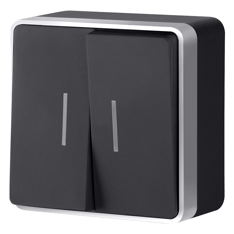 Выключатель двухклавишный с подсветкой Werkel Gallant (черный с серебром) W5020134 4690389164217 a051144