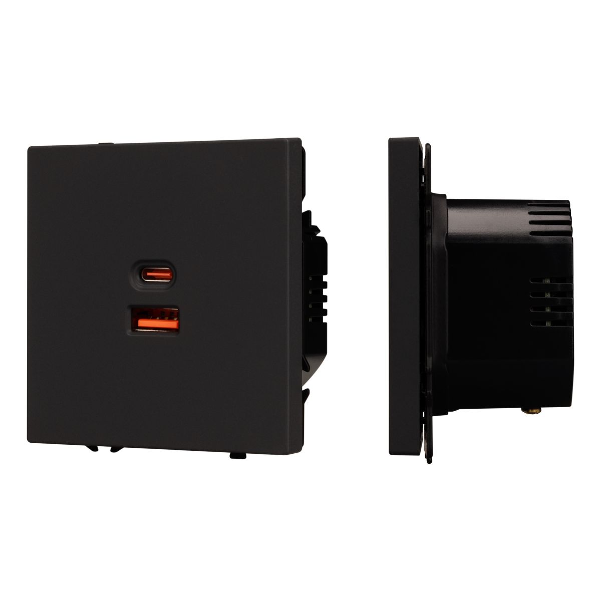 USB Розетка тип A+C софт-тач черный оникс Arlight SCT-MUAC-SFPL-FC-BK (65W, QC3) 054317(1)