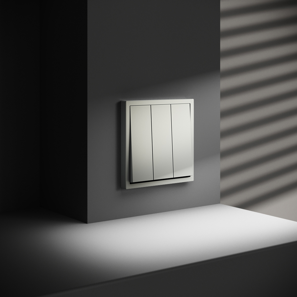 Выключатель трехклавишный Voltum S70 VLS030105 (сталь)