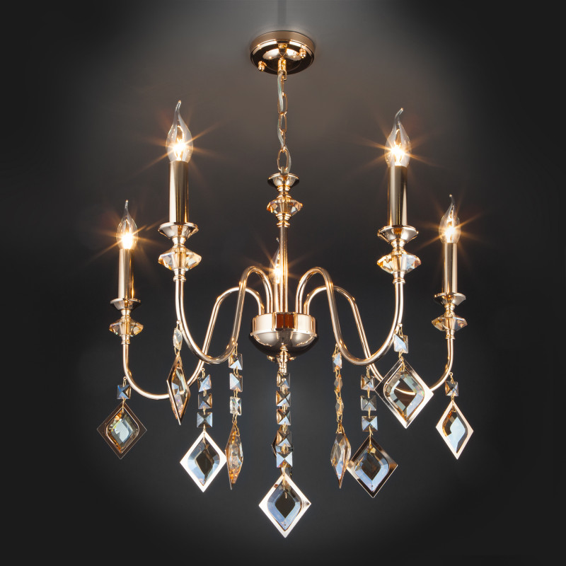 Подвесная люстра Eurosvet 10110/5 золото/тонированный хрусталь Strotskis