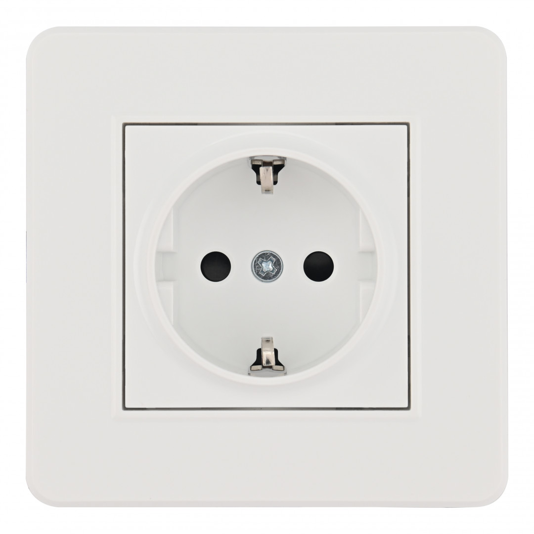 Комплект розетки с/з и шторками и рамкой Arte Milano SET16-1-40-1 white