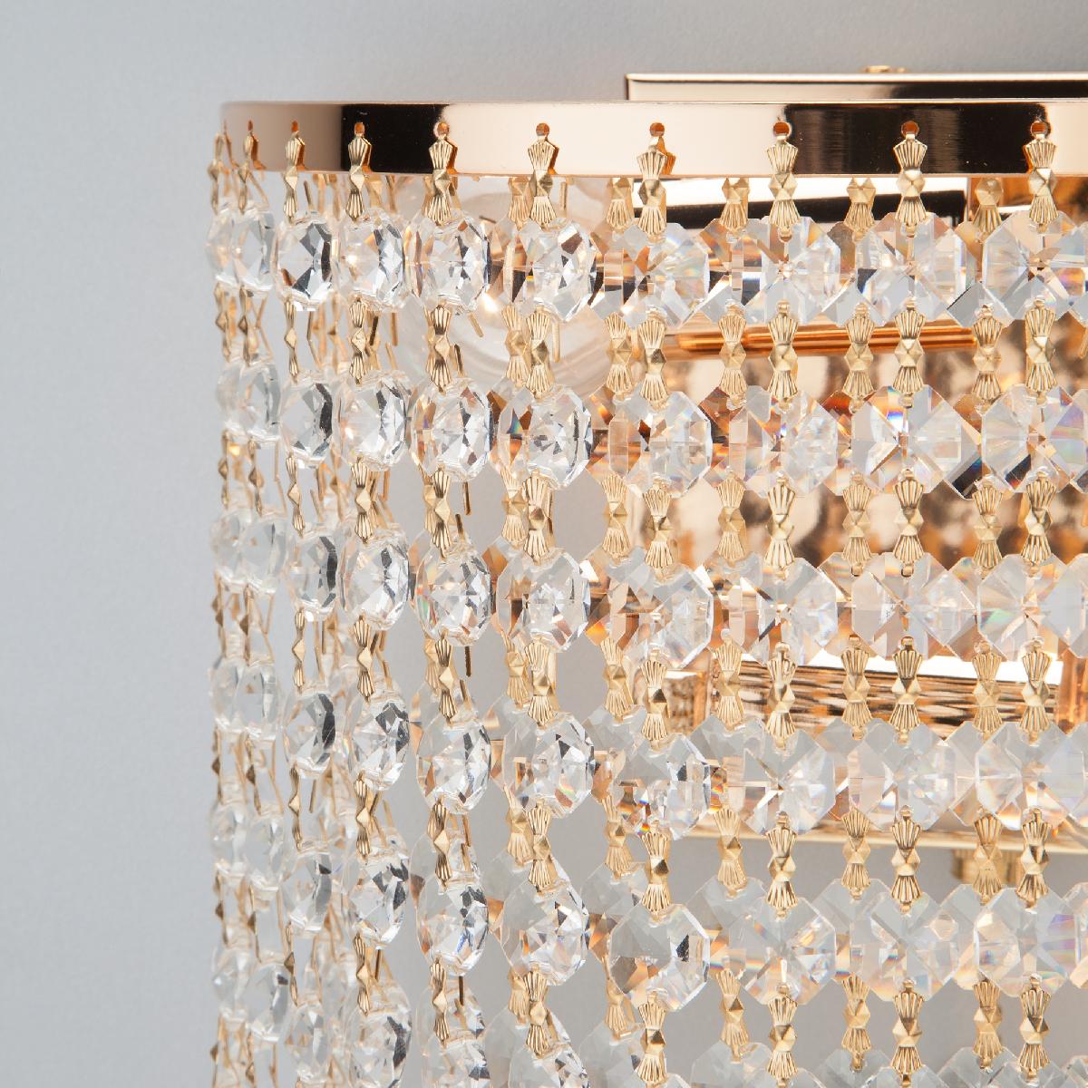 Настенный светильник Eurosvet 3102/2 золото/прозрачный хрусталь Strotskis