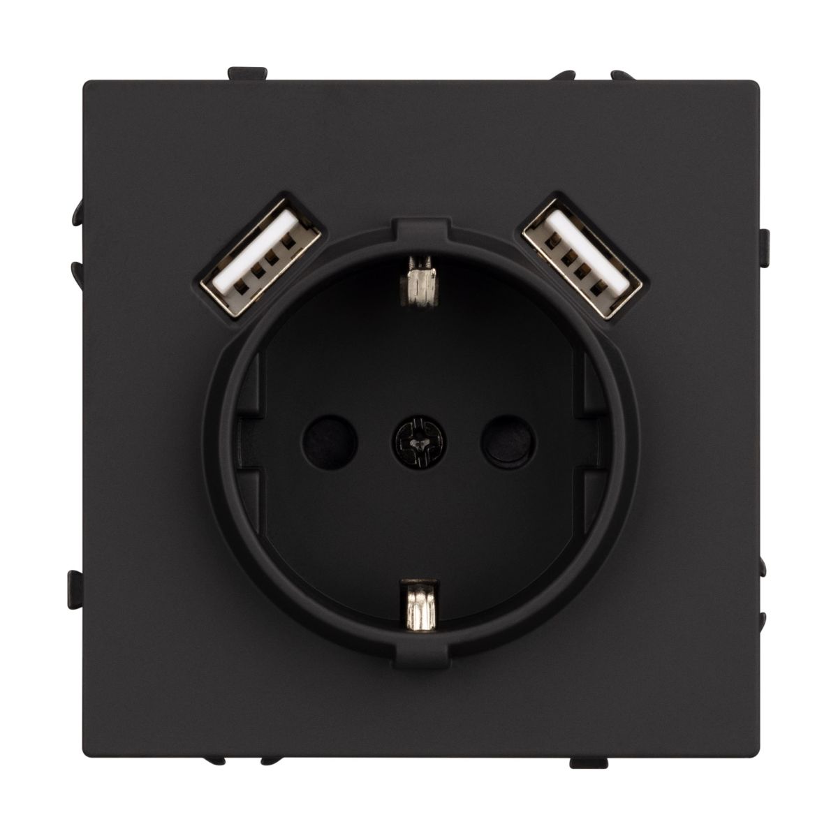 Розетка зк со шторками с USB тип А+А софт-тач черный оникс Arlight SCT-MUAA-SFPL-BK (250V, 16A) 054289(1)