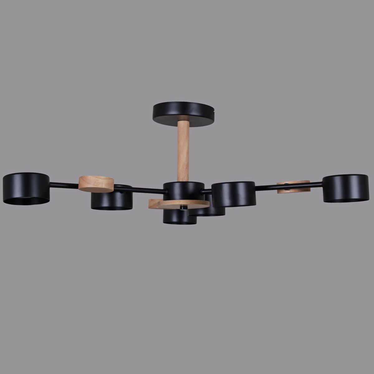 Люстра на штанге Reluce 03758-0.3-06 BK+WOOD GX53