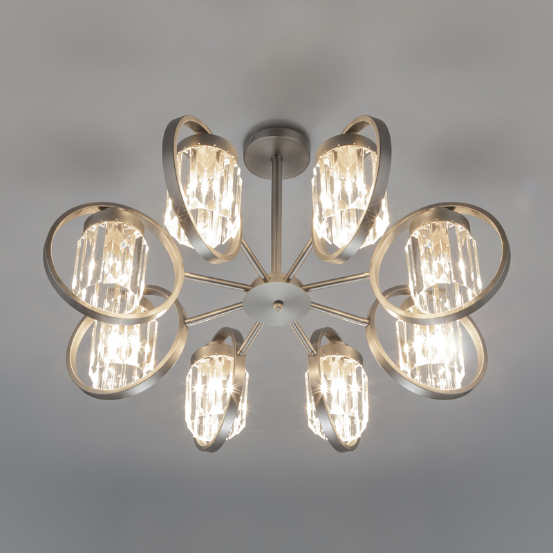 Потолочная люстра Eurosvet Loraine 10128/8 сатин-никель/прозрачный хрусталь Strotskis Smart (10095/8)