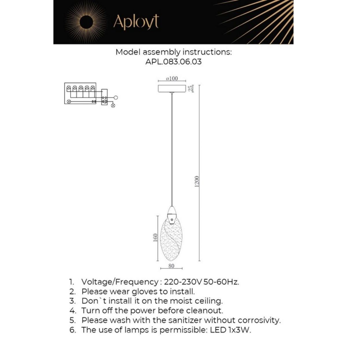 Подвесной светильник Aployt Julietta APL.083.06.03