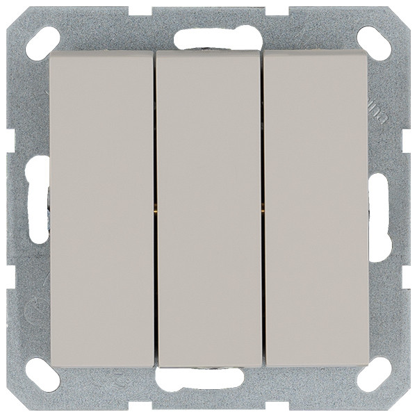 Выключатель трехклавишный 10A 250V с накладкой, цвет Тауп Jasmart G3031T