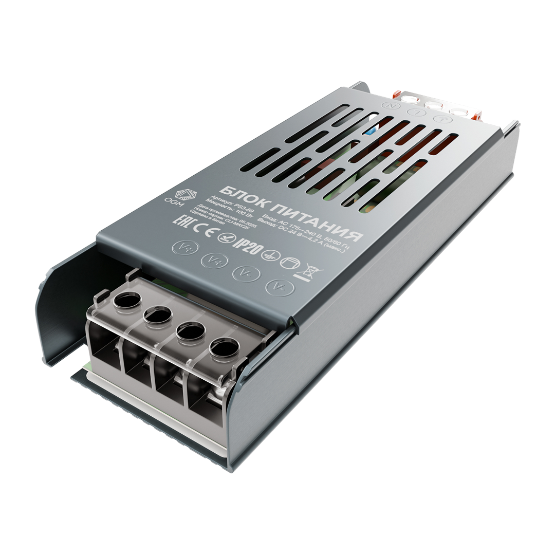 Блок питания OGM 24В, 100Вт, 175-240В, 4,2А, IP20 PS3-59