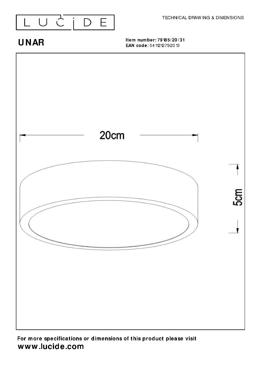 Потолочный светильник Lucide Unar 79185/20/31