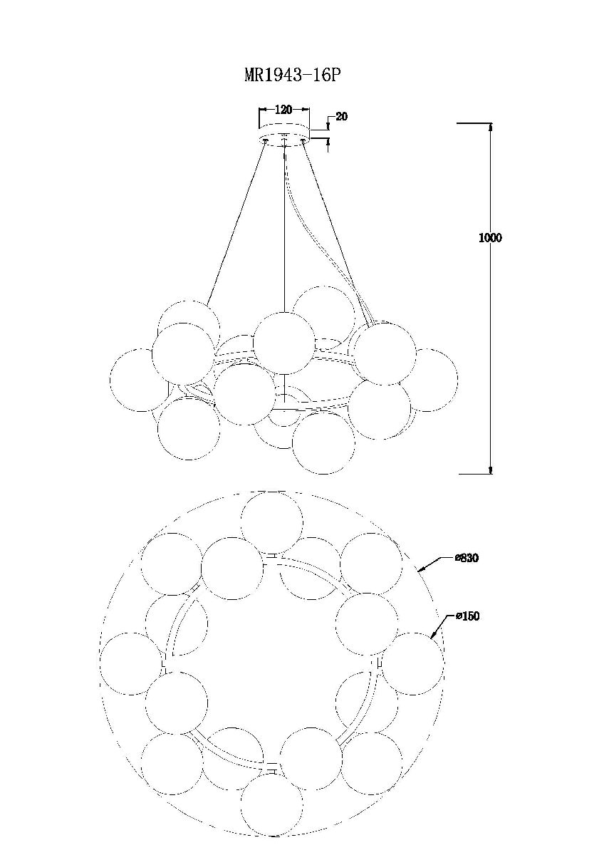 Подвесная люстра Myfar Aerton MR1943-16P