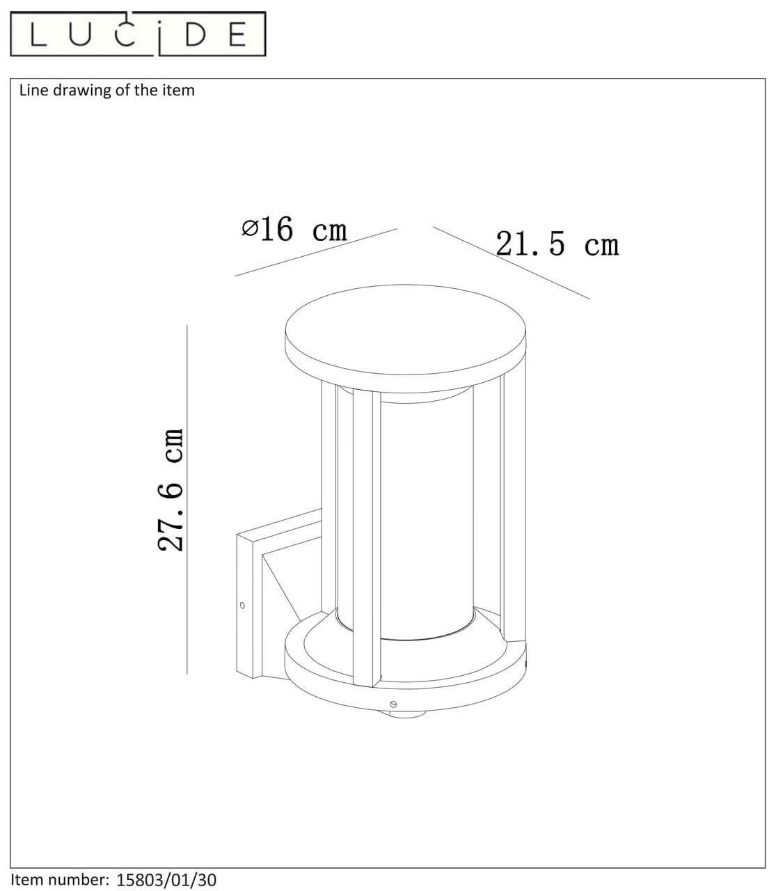 Уличный настенный светильник Lucide CADIX 15803/01/30