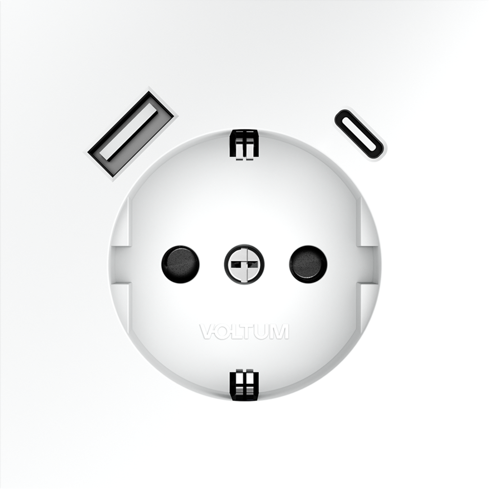 Розетка с USB, A+C Voltum S70 VLS040502 (белый матовый)