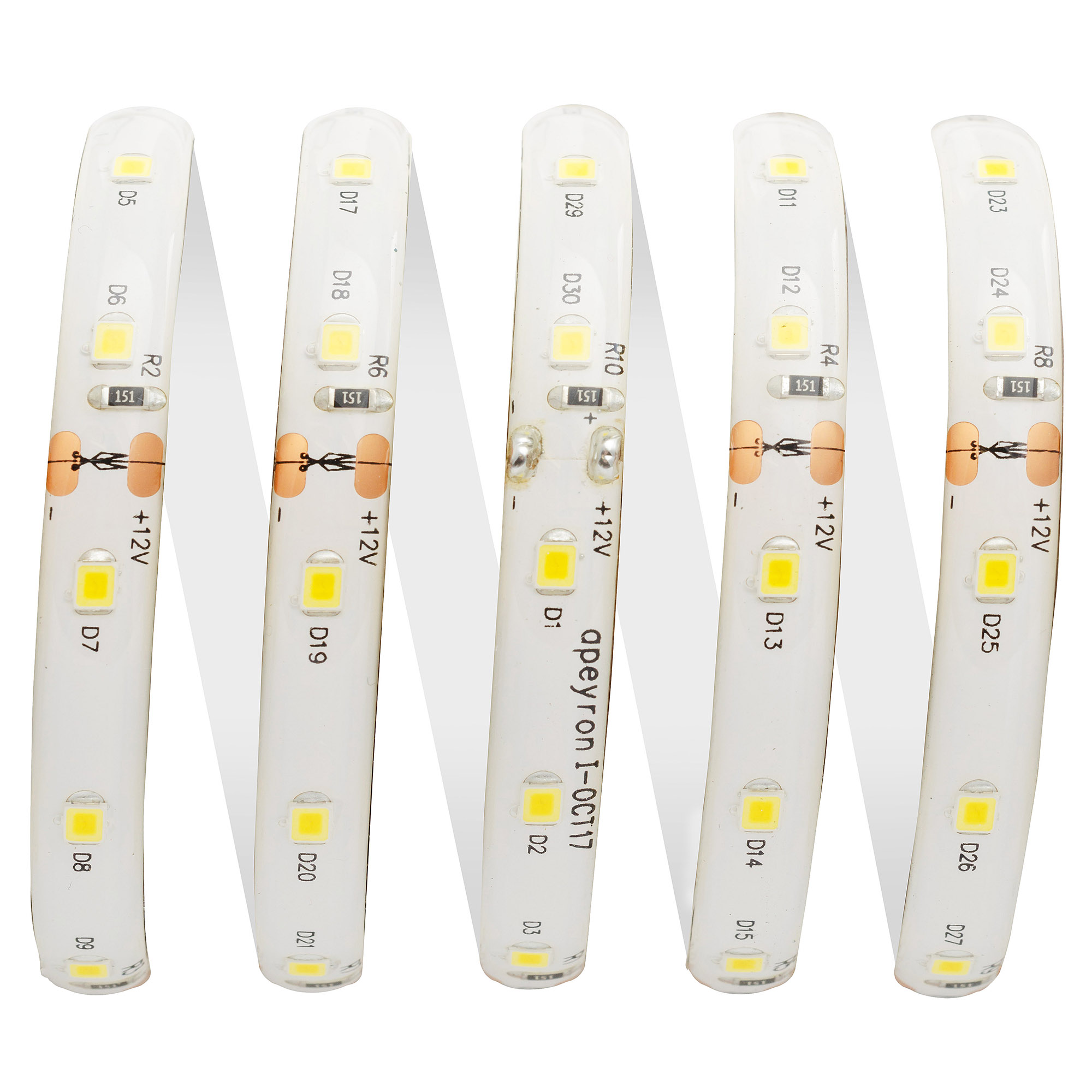 Светодиодная лента Apeyron 12В СТ 4,8Вт/м smd3528, 60д/м IP65 280Лм/м 5м 4000К 00-147