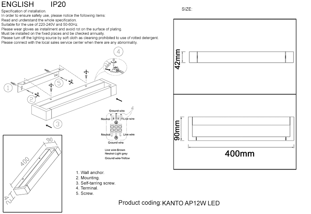 Настенный светильник черный Crystal Lux KANTO AP12W LED BL