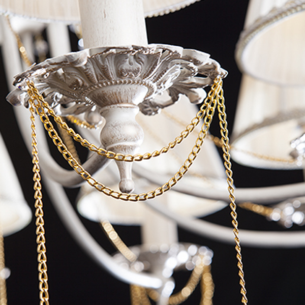 Подвесная люстра Eurosvet Dominique 10149/8 белый с золотом/прозрачный хрусталь Strotskis