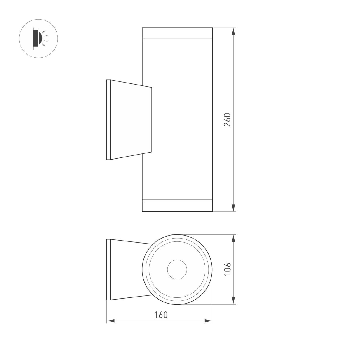 Уличный настенный светильник Arlight LGD-WALDER-R106-2x18W Day4000-MIX (Черный, 40 deg, 230V) (IP65 Металл) 060961