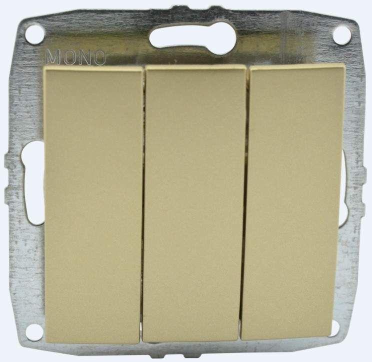 Выключатель трехклавишный Mono Electric Despina-Larissa 10А 250В титан 500-002222-114