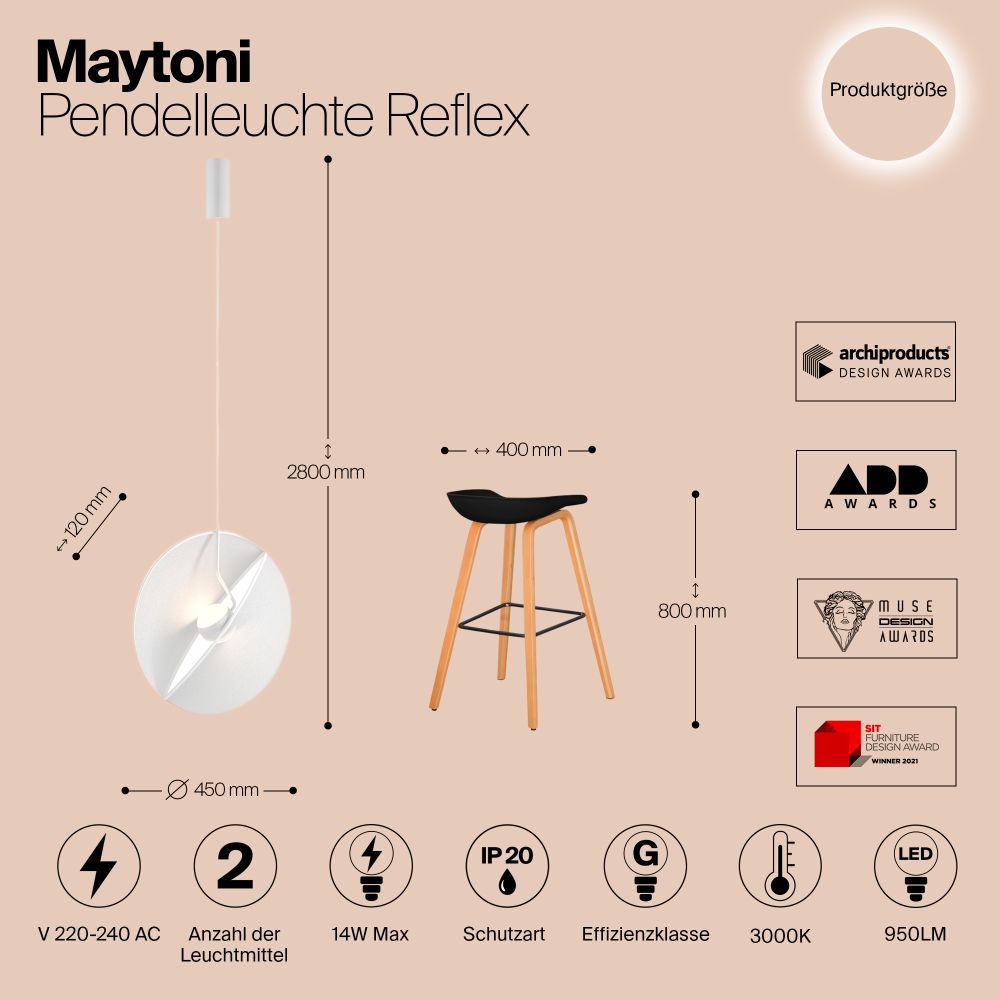 Подвесной светильник Maytoni Reflex MOD154PL-L6W3K