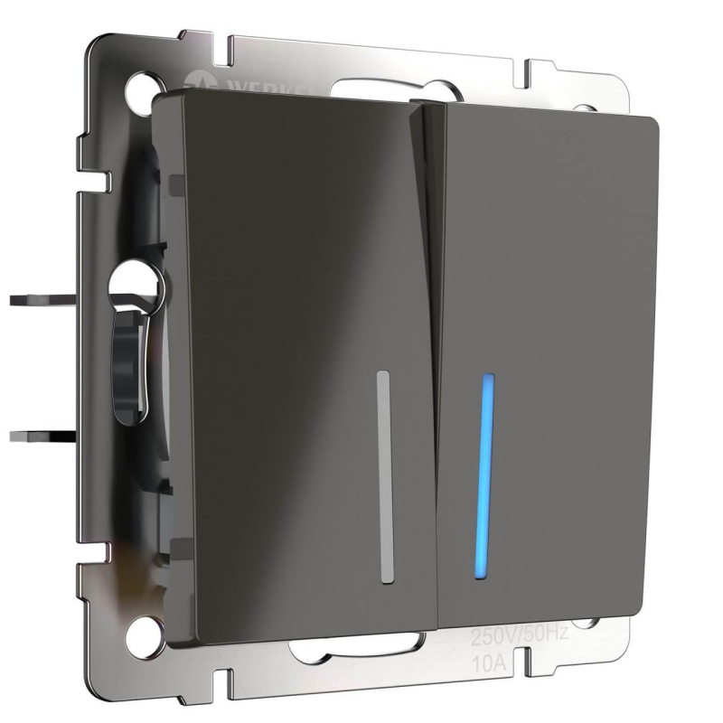 Выключатель двухклавишный с подсветкой Werkel серо-коричневый W1120107 4690389161230